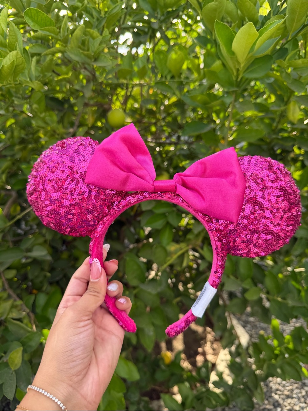 Hot Pink Sequin Minnie Ear Headband with Bow
